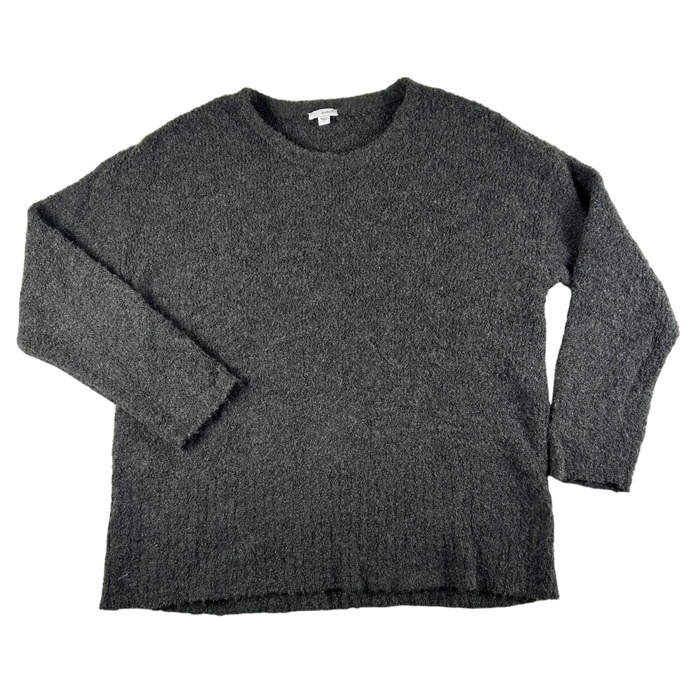 Pure Jill Sweater Womens Large Gray Boucle Knit Crewneck Soft Cozy Pullover